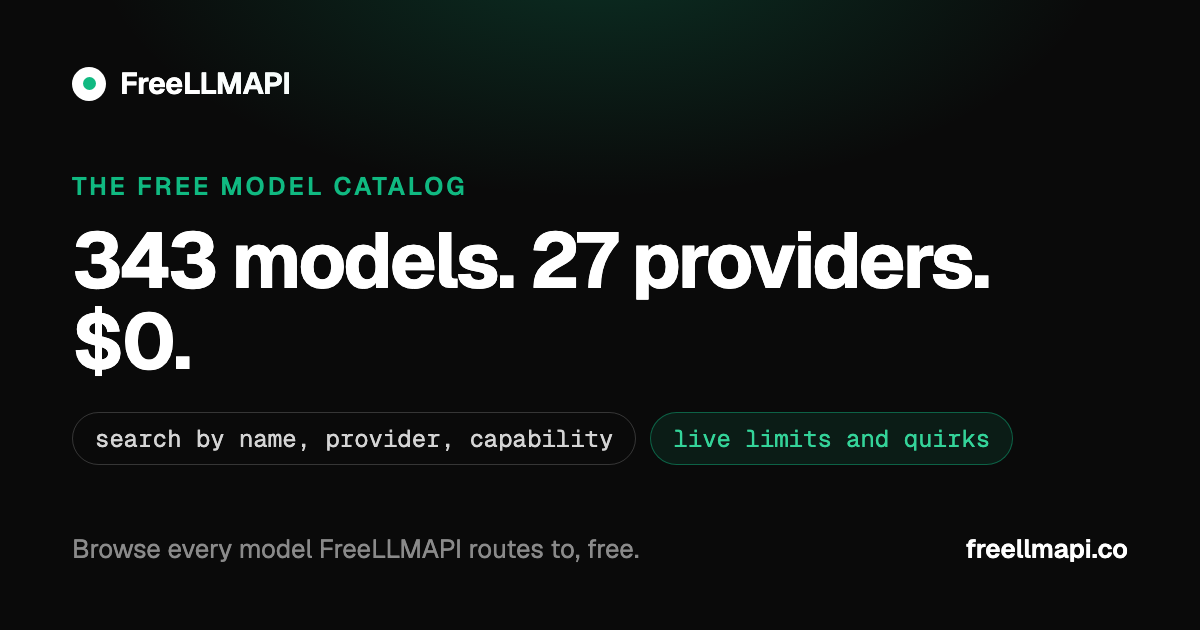 Free LLM model catalog — every free API model | FreeLLMAPI